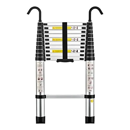 STANEW Teleskopleiter Aluminium 3,2m,Rutschfester Klappleiter Stehleiter Mehrzweckleiter, Abnehmbare Armlehne, Ausziehbare Leiter, Multifunktional Ladder, Maximale Belastbarkeit 150 kg
