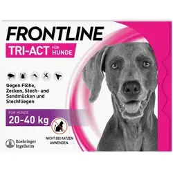 FRONTLINE TRI-ACT Hund gegen Zecken Flöhe Mücken 20-40 kg - effektiver Schutz vor Parasiten, wasserfest und mit monatlicher Anwendung für ganzjährigen Schutz