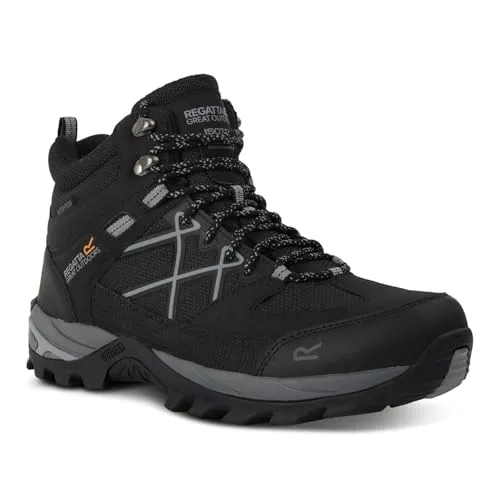 Regatta Damen Mens Samaris III Walking Boots - Robuste Wanderschuhe in Schwarz, Größe 47 EU - Wanderschuhe mit wasserabweisendem Obermaterial und ISOTEX-Membran für atmungsaktive Wasserdichtigkeit. Ideal für Outdoor-Aktivitäten mit überlegener Dämpfung und Grip.
