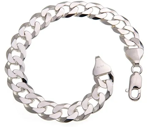 Silberketten Store Panzerkette Armband Herren Silber 10mm I Panzerarmband Herren Silber 925 nickelfrei I Männer Armband 2,4mm Stärke mit Karabiner