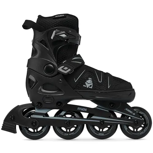 RAVEN Pulse Inline Skates Inliner für Kinder und Erwachsene OPTIONAL 2in1 mit Schlittschuhen verstellbar (PRO Black ohne Kufen, 43-46 (28-30,5cm))