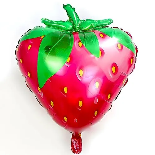 Folienballon in Erdbeerform, Rosa, Lebensmittel-Themenparty, Dekoration, Kindergeburtstag, Baby-Dusche, Frucht-Motiv, Helium oder Luftfüllung, ca. 55 * 72 cm, langlebig und wiederverwendbar