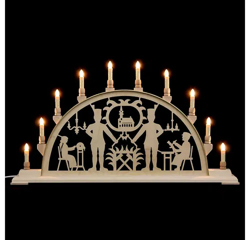 Manufaktur Holger Seidel Schwibbogen Schwibbogen Bergmann mit Kirche (78cmx42cm) von Manufaktur Seidel