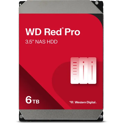 WD6005FFBX - 6TB WD RED PRO Festplatte für NAS - Enterprise-Klasse Festplatte für hohe Leistung und Zuverlässigkeit in NAS-Systemen, optimiert für RAID-Betrieb und dauerhaften Einsatz.