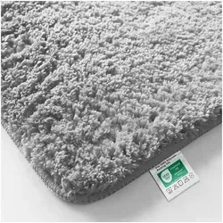 Kubus Badematte Karat Rechteckig, Badteppich, Extrem weicher & dichter Hochflor, Höhe 30 mm, rutschhemmende Latexbeschichtung, Polyester, Polyester, Waschmaschinenfest grau|silberfarben 60 cm x 100 cm x 30 mm