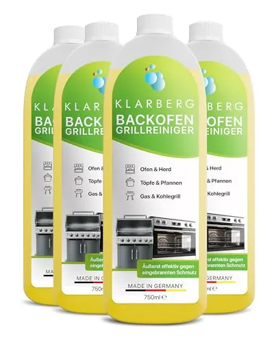 KLARBERG® Backofenreiniger (4x 750ml) I Grillreiniger I Backofenreiniger extra stark I Grill Reiniger extra stark I Ofenreiniger Backofenreiniger I Grillreiniger Gasgrill I Backofen Reiniger