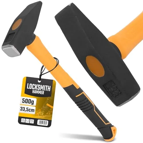 Instalguru Schlosserhammer 500 G Hammer Robuster Fiberglasstiel Ergonomischer Werkstatthammer Gehärteter Stahl Profi Klempner Handwerker Langlebig Vibrationsdämpfend
