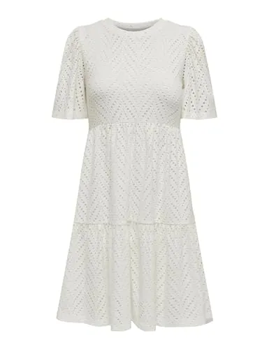 JDY Minikleid CARLA CATHINKA mit Lochmuster - Elegantes Knielanges Kleid mit einzigartigem Lochmuster, ideal für besondere Anlässe oder den Alltag, aus 95% Polyester für hohen Tragekomfort.