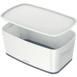 LEITZ MyBox Aufbewahrungsbox 5,0 l perlweiß/grau - Stylische Aufbewahrungsbox für Büro und Zuhause: 5,0 l Fassungsvermögen, robustes Material mit Hochglanzoptik und praktische Einrastfunktion für sicheren Deckel.