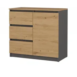 Raumhirsch Furniture Kommode, Anthrazit, Modernes Design - Moderne Kommode in Anthrazit, ideal für Wohnzimmer oder Schlafzimmer. Mit 1 Tür und 3 Schubladen für optimale Organisation. Robuste Verarbeitung und minimalistisches Design sorgen für Stil und Funktionalität.