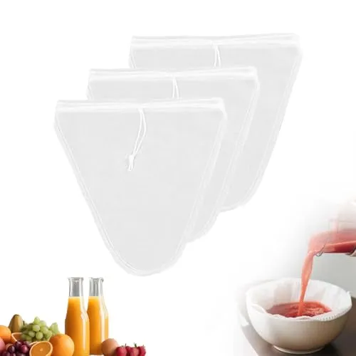 Bio Nussmilchbeutel 3er Set - Wiederverwendbar - Teefilter für die einfache und saubere Zubereitung von Nussmilch, Säften und mehr. Hergestellt aus BPA-freiem Nylon, mit schnellem Fluss und langlebigem Design.