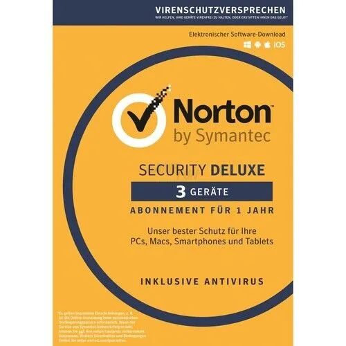 Norton Security Deluxe 2021 - 3 Geräte für 1 Jahr - Sichere Internet Security für PC, Mac, Android und iOS. Schützen Sie bis zu 3 Geräte ein Jahr lang vor Bedrohungen und Viren!
