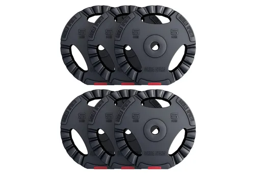 GORILLA SPORTS Hantelscheiben Set, Kunststoff Gewichtsscheiben - Hantelscheiben für Krafttraining mit ergonomischem Tri-Grip, ideal für Sportneulinge. Verfügbar von 1,25 kg bis 30 kg, bodenschonend und vielseitig einsetzbar.
