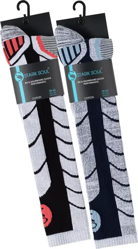 Ski und Snowboard Socken mit Spezialpolsterung, 2 Paar - 43 - 46 - Schwarz / Marine