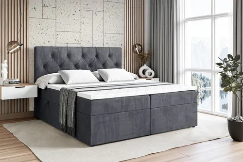ALTDECOR Boxbett MIRAGE mit Topper und Matratzenwahl - Luxuriöses Boxspringbett mit zwei Matratzenoptionen und praktischem Stauraum. Inkl. gratis Topper für zusätzlichen Komfort und optimale Anpassung an die Körperform. Erhältlich in verschiedenen Größen.