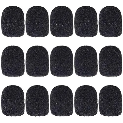 Wowot Ersatz-Windschutz für Mikrofon und Headset aus Schaumstoff, schwarz, 15 Stück