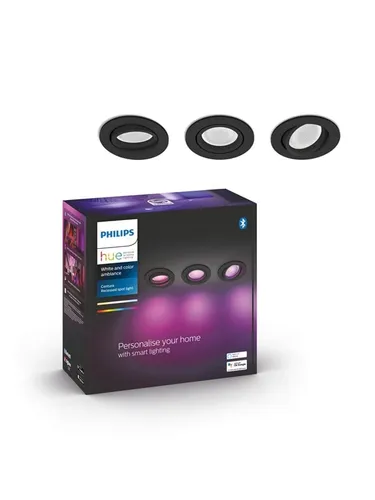 Philips Hue White & Color Ambiance 3-er Pack Deckenlampen GU10 - Deckenlampen & Kronleuchter mit RGB-Farbwechsel, ideal zur individuellen Raumgestaltung und stimmungsvollem Licht.