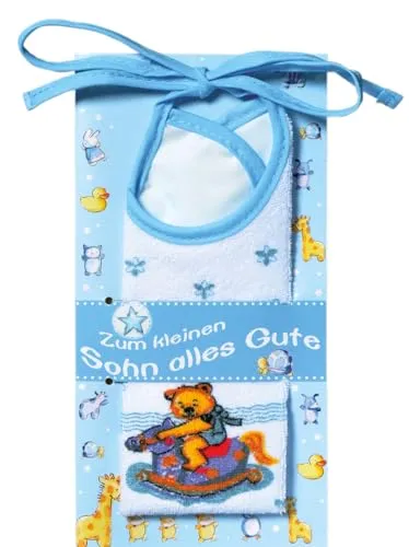Glückwunschkarte zur Geburt mit Lätzchen (Bindelätzchen) Zum kleinen Sohn alles Gute 31-1713