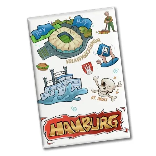 Hamburg Pop Art Comic Souvenir Souvenir Magnet Volkspark für Kunstliebhaber und Sammler - Souvenir Magnet oder Dekomagnet