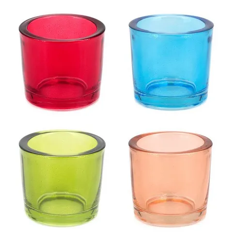 Creativery Teelichthalter, Teelichthalter Glas 6,5x6cm bunt mix 4er Set