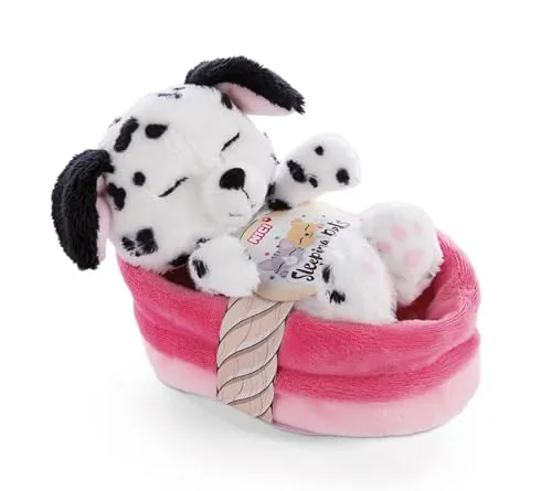 NICI Kuscheltier Hund im Körbchen 12 cm – Sleeping Pets Plüschtier Dalmatiner für Mädchen, Jungen & Babys – Stofftier Hund zum Kuscheln, Spielen & Schlafen – Gemütliches Schmusetier