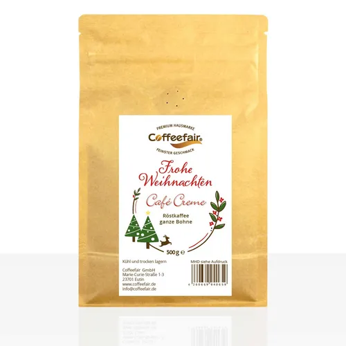 Coffeefair Cafe Creme Weihnachtsedition - 500g Kaffeebohnen Barista Qualität