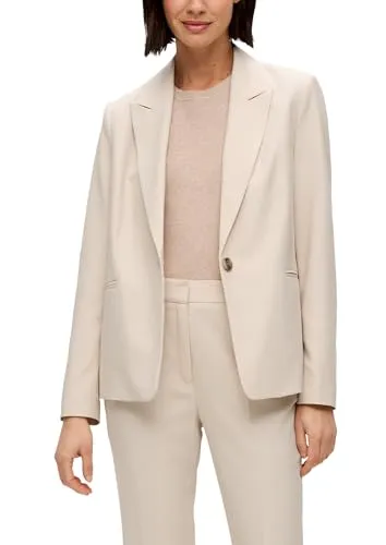 s.Oliver BLACK LABEL Blazer mit Paspeltaschen beige 46 - Eleganter Damenblazer mit antaillierter Passform und hochwertiger Webware, ideal für das Business. Leicht gefüttert und mit Paspeltaschen für einen stilvollen Look.