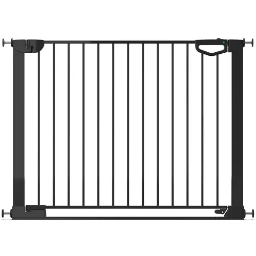 Geuther Türschutzgitter Easylock Flatstep Schwarz I Treppenschutzgitter zum Klemmen oder Bohren I Breite 104-111 cm I Türschutz für Ihr Baby & Haustier I Kinderschutzgitter beidseitig öffnend