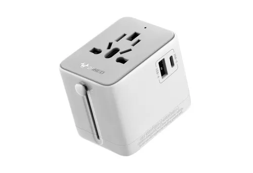 GONEO Reisestecker adapter weltweit, Universal Reiseadapter AC Buchse, USB A, USB C, Typ A Buchse zu US Plug(Typ A), UK Plug (Typ G), EU Plug (Typ C), AUS Plug (Typ I), Automatische Rückstellung-Keine Sicherung erforderlich, Travel Adapter