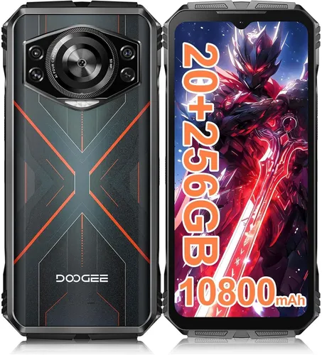 DOOGEE S Cyber Smartphone - 6.58 Zoll, 50 MP Kamera, 20 GB RAM, 256 GB Speicher, 10800 mAh Akku für lange Laufzeiten und Android 14.0, rot schwarz