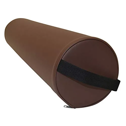 Promafit Massage Lagerungsrolle mit Griff für die Massageliege - Vollrolle Knierolle mit PU-Bezug wasserabweisend (Braun)