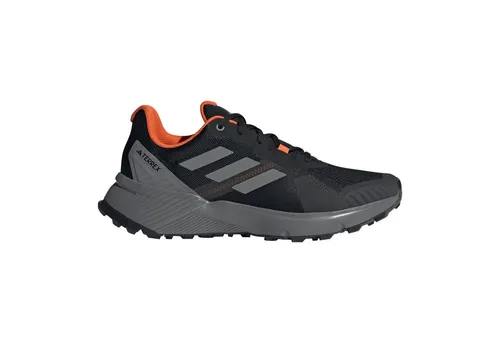 adidas Terrex Soulstride Trailschuh Herren - Schwarz, Orange, Größe 45 1/3 - Laufschuhe für Trailrunning und Straße, atmungsaktives Obermaterial und hervorragender Grip dank Traxion Außensohle für unwegsames Gelände.
