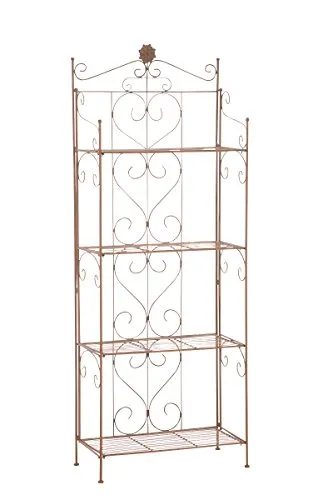 CLP Lenja Standregal im Landhausstil - Standregal aus robustem Eisen mit 4 klappbaren Regalböden, ideal für charmante Akzente in jedem Raum und platzsparend verstaubar.