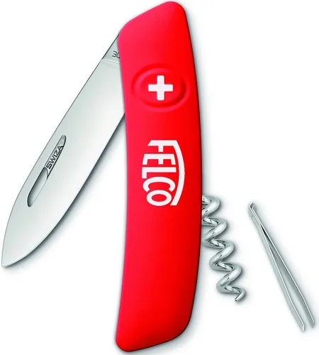 FELCO 501 Schweizer Taschenmesser - 4 Funktionen inkl. Korkenzieher und Pinzette, ergonomischer Griff für komfortable Nutzung und einfaches Schneiden