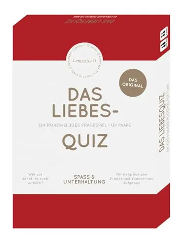 Das Liebesquiz: Ein kurzweiliges Fragespiel für Paare | Für tiefgründige Gespräche | Ideales Geschenk zum Jahrestag, Valentinstag oder zur Hochzeit (Elma van Vliet - Quizze & Fragespiele)