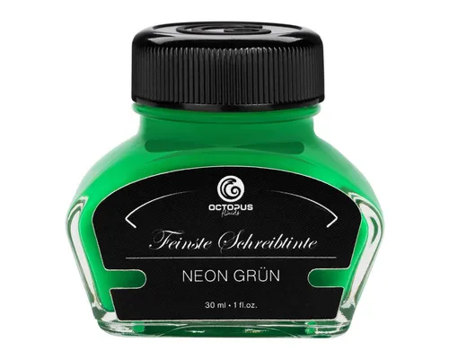 OCTOPUS Fluids Textmarkertinte für Füller, Markieren und Zeichnen, Neon Grün, 30ml Tintenglas (Set, 1-tlg)