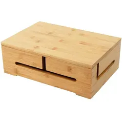 Relaxdays Kabelbox aus Bambus - Kabelmanagementbox aus natürlichem Bambus, perfekt zum Verstecken von Kabeln und Steckdosenleisten - mit Magnetverschluss und Belüftungsschlitzen für Sicherheit und Ordnung.