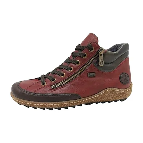 Rieker Stiefelette mit Schnürung/Reißverschluss - rot, 39 EU - Wanderschuhe mit Veloursfutter und wasserdichter Membran, ideal für Komfort und Style bei Outdoor-Aktivitäten.