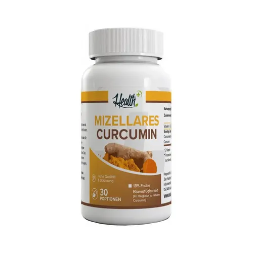 Health+ Mizellares Curcumin 60 Kapseln - Nahrungsergänzungsmittel mit hohem Curcumin-Gehalt, unterstützt die Gesundheit und wirkt entzündungshemmend.