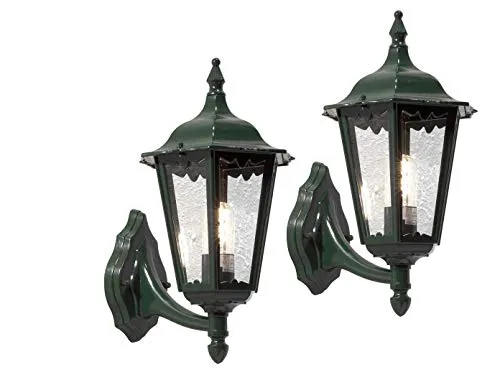Wandleuchte FIRENZE 2er-Set, Aluminium grün, E27 - Elegantes 2er-Set Wandleuchten aus grünem Aluminium, ideal für stilvolle Beleuchtung. Höhe 48 cm, geeignet für E27 Leuchtmittel bis 100 Watt.