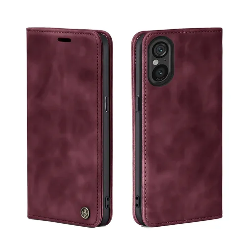 Handy Hülle für Sony Xperia 5 V Klapp Magnet Smartphone Cover Case Rot
