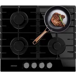Cecotec Gasherd Bolero Squad G 4200F Glass Black - Kochfeld mit 4 Brennern, 8000W Leistung und edlem schwarzen Glas. Der Triple-Crown WOK-Brenner sorgt für intensives Kochen, während das Sicherheitsventilsystem für Sicherheit beim Kochen sorgt.
