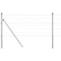 vidaXL Zaun mit Pfosten Silber 0.4 x 50 m aus Stahl - Gartenzaun aus hochwertigem, wetterbeständigem Stahl, pulverbeschichtet für langanhaltende Farbe und Schutz. Ideal für sichere Abgrenzungen in Gärten und Terrassen.