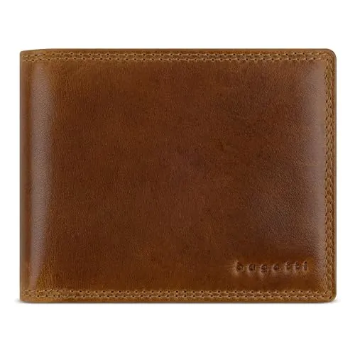 Bugatti Savona Herren-Geldbörse aus Büffelleder - Herren-Geldbörse im Querformat, handgefertigt aus pflanzlich gegerbtem Büffelleder mit RFID-Schutz für maximale Datensicherheit. Ideales Geschenk in eleganter Box.