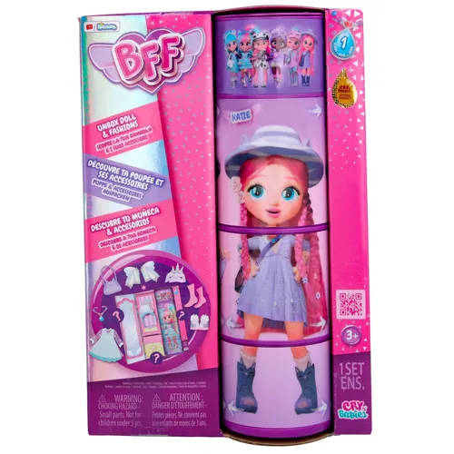BFF by Cry Babies 904347 - Modische Puppe Katie, 7.8 Inch, mit weichem, langem Haar und tollen Überraschungen zum Auspacken
