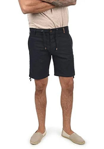 Indicode IDMoses Herren Leinenshorts – Stylische Bermuda in Schwarz - Kurze Leinenhose mit Tunnelzug, Gürtelschlaufen und praktischen Taschen. Ideal für den Sommer, vielseitig kombinierbar und aus nachhaltigen Materialien gefertigt. Perfekt für Freizeit und Strand!
