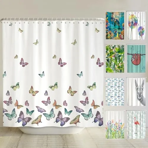 arteneur® Anti-Schimmel Duschvorhang - Schmetterlinge 240x200 - Duschvorhang aus 100% recyceltem Polyester, blickdicht und wasserdicht. Mit antibakterieller Beschichtung und beschwertem Saum für mehr Hygiene und Komfort im Bad.