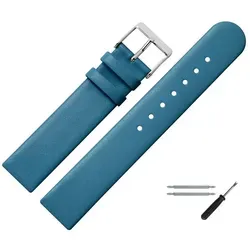MARBURGER Uhrenarmband 20mm Leder blau|silberfarben in blau von marburg