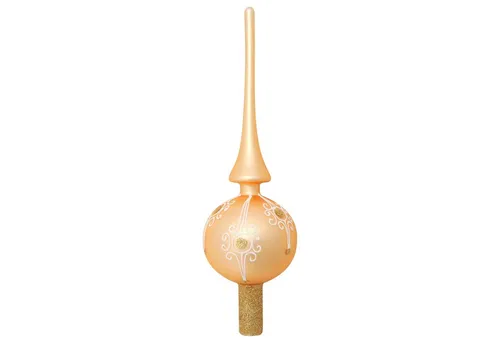 Krebs Glas Lauscha Weihnachtsbaumkugel Baumspitze Winter Design Goldfarbig 27cm (1 St), Glas
