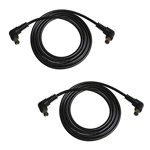 DZYDZR 2 Stücke 2,1mm x 5,5mm Stecker auf 2,1mm x 5,5mm Stecker L Typ DC Verlängerungskabel Schwarz 22 AWG Kupferdraht (1m/3,3ft)